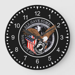 Patriotic Military Eagle POW-MIA  Large Clock