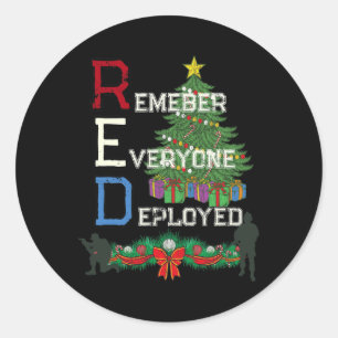 Patriotic Military Family Christmas Red Friday Classic Round Sticker