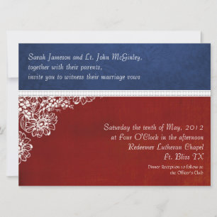 Patriotic Military Floral Wedding Oversized Invitation