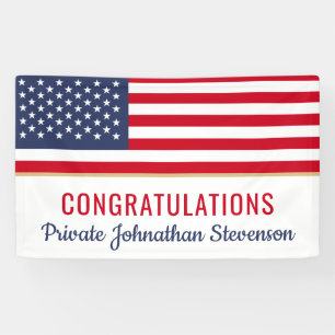 Patriotic Military Graduation Army American Flag Banner
