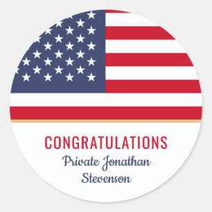 Patriotic Military Graduation Army American Flag Classic Round Sticker