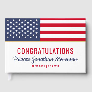 Patriotic Military Graduation Army American Flag Guest Book