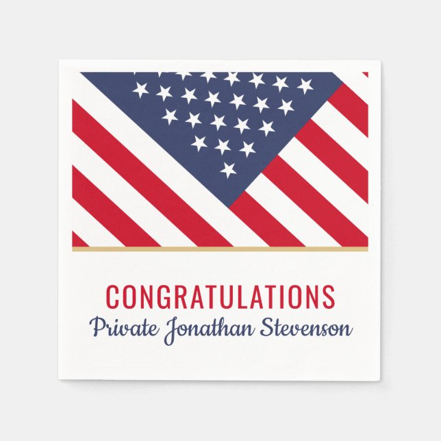 Patriotic Military Graduation Army American Flag Napkin (Front)