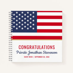 Patriotic Military Graduation Army Guest Book