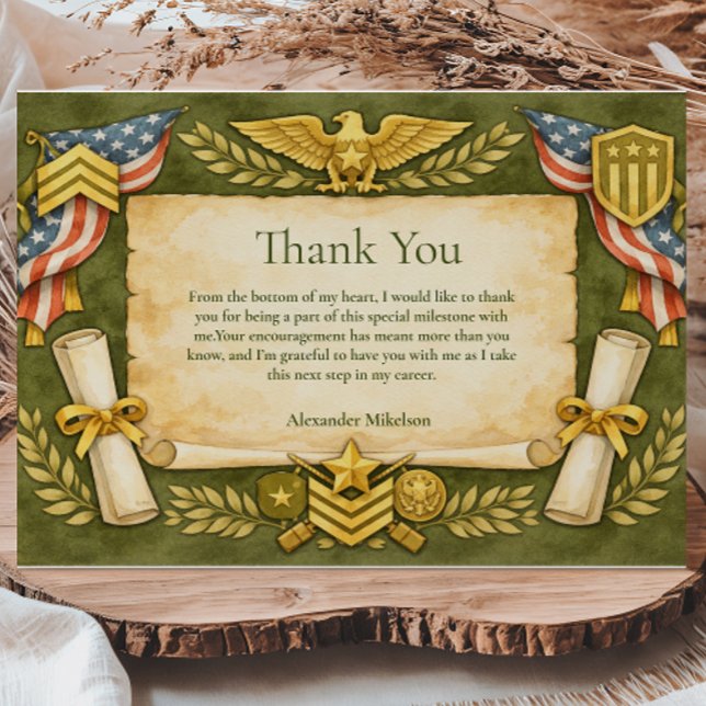 Patriotic Military Graduation Party Thank You Card (Creator Uploaded)