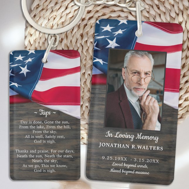 Patriotic Military Memorial American Flag Photo Key Ring (Creator Uploaded)