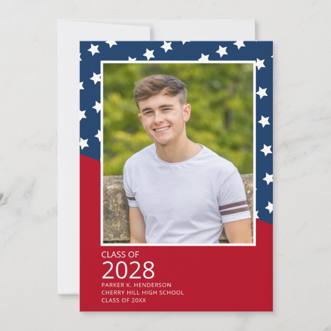 Patriotic Military Photo Graduation Party Invitation (Front)