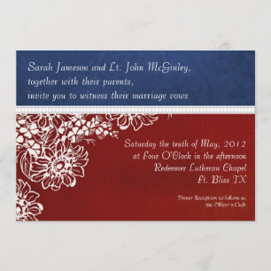Patriotic Military Red White and Blue Wedding Invitation