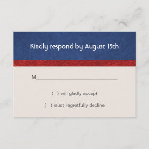 Patriotic Military Red White and Blue Wedding RSVP