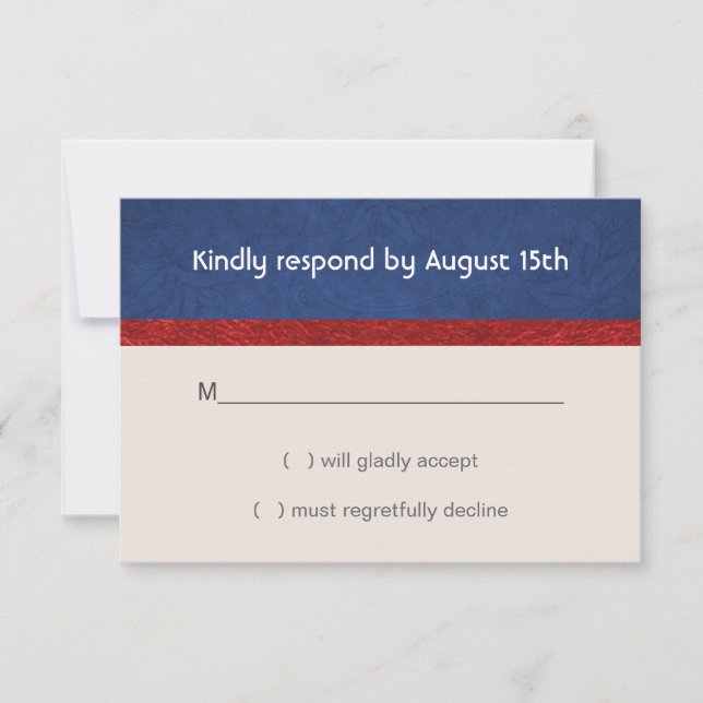 Patriotic Military Red White and Blue Wedding RSVP (Front)