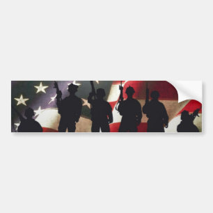 Patriotic Military Soldier Silhouette Bumper Sticker
