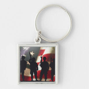 Patriotic Military Soldier Silhouettes Key Ring