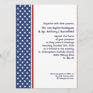 Patriotic Military Stars and Stripes Wedding Invitation