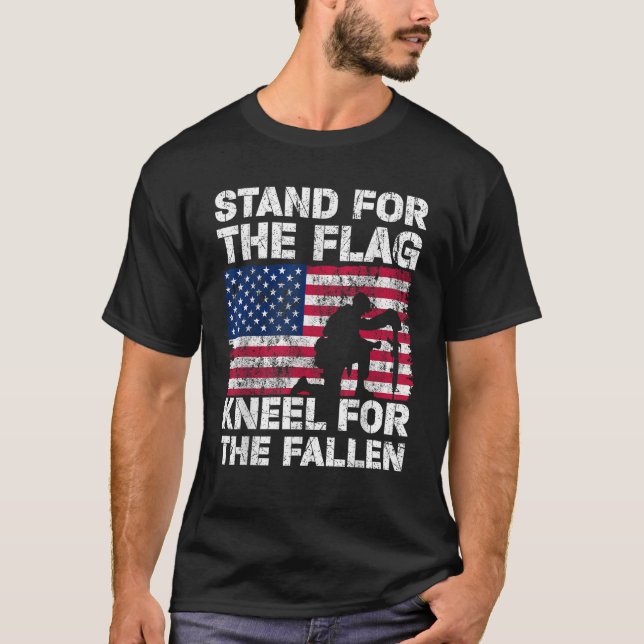 Patriotic Military Veteran American Flag Stand For T-Shirt (Front)