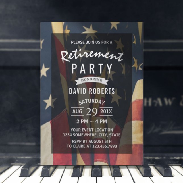 Patriotic Military Veteran Retirement Party Invitation (Creator Uploaded)