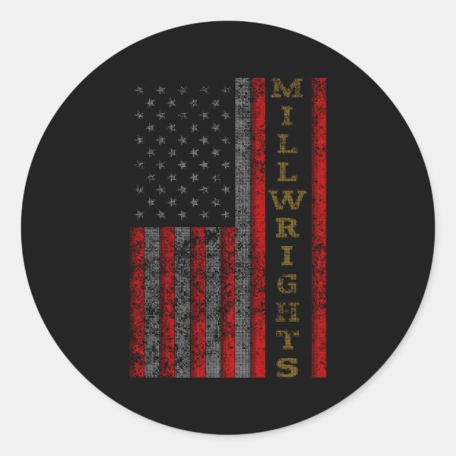 Patriotic Millwrights Us Flag Classic Round Sticker (Front)