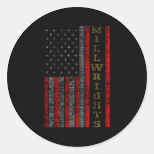Patriotic Millwrights Us Flag Classic Round Sticker