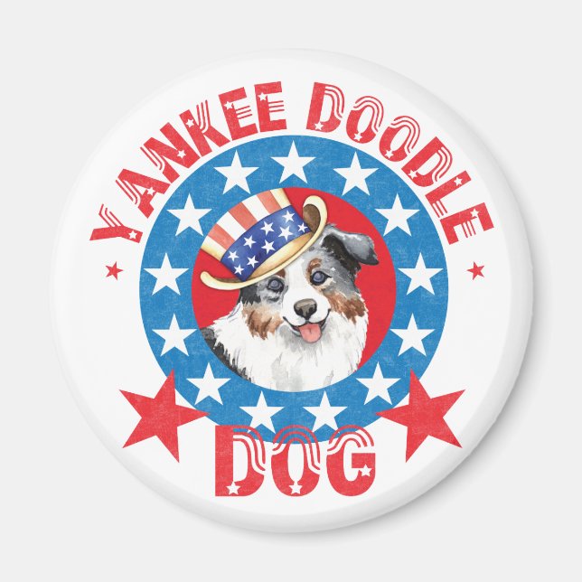 Patriotic Miniature American Shepherd Magnet (Front)
