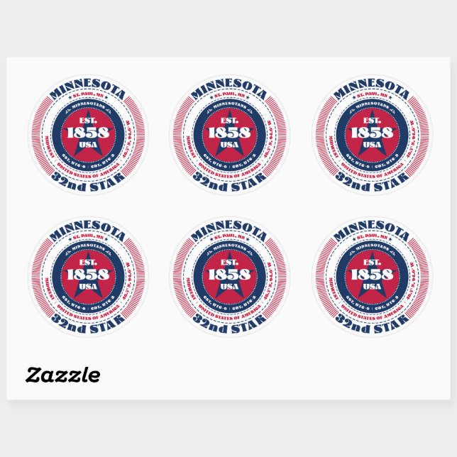 Patriotic Minnesota Circle Design Sticker (Sheet)