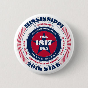 Patriotic Mississippi Circle with State Details 6 Cm Round Badge