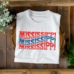 Patriotic Mississippi Red and Blue Boho T-Shirt 
