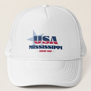 Patriotic Mississippi Typography Trucker Hat