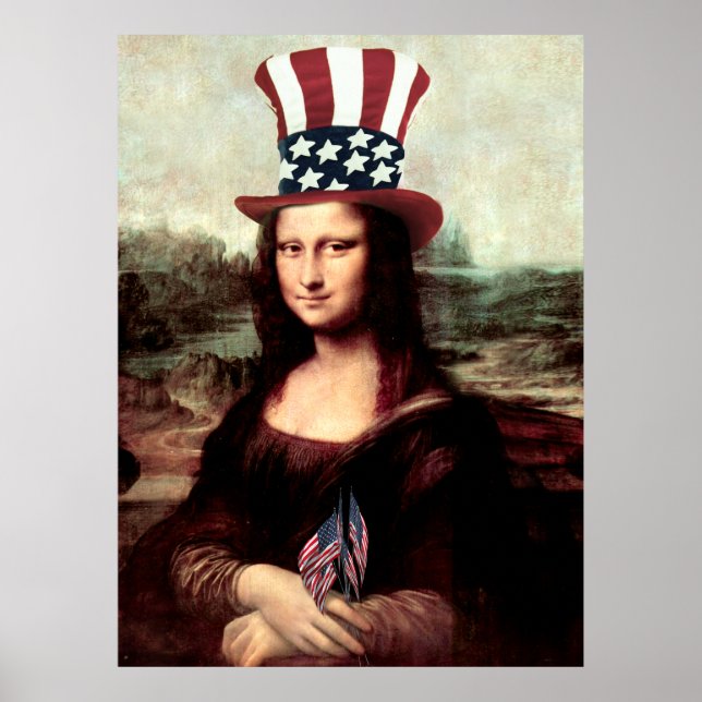 Patriotic Mona Lisa - Ready for Independence Day Poster (Front)