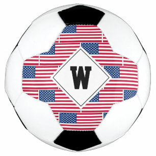 Patriotic Monogram AMERICAN FLAG Soccer Ball