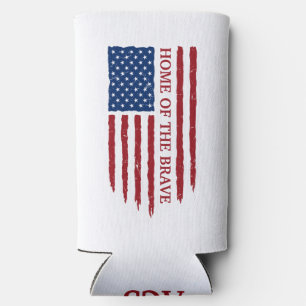 Patriotic Monogramed Freedom Isn't Free with Eagle Seltzer Can Cooler