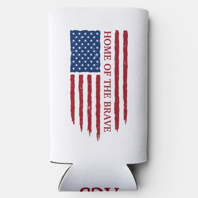 Patriotic Monogramed Freedom Isn't Free with Eagle Seltzer Can Cooler (Back)