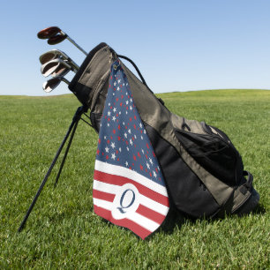 Patriotic Monogrammed Stars and Stripes  Golf Towel