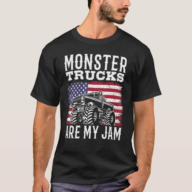 Patriotic Monster Truck Are My Jam Truck   america T-Shirt (Front)