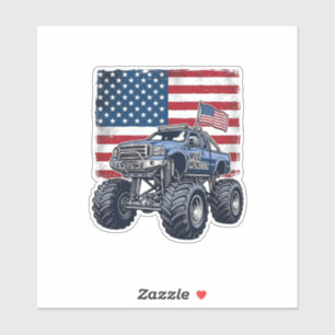 Patriotic Monster Truck Vintage Engraving Design_1