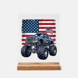 Patriotic Monster Truck Vintage Engraving Design_1 Acrylic Sign