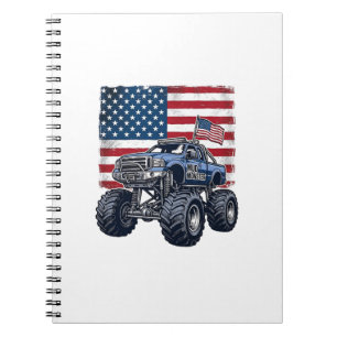 Patriotic Monster Truck Vintage Engraving Design_1 Notebook