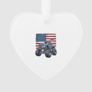 Patriotic Monster Truck Vintage Engraving Design_1 Ornament