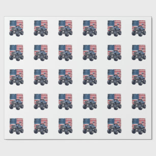 Patriotic Monster Truck Vintage Engraving Design_1 Wrapping Paper
