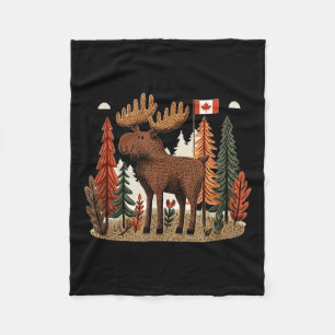 Patriotic Moose Costume With Canada Flag Fleece Blanket