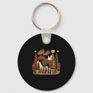 Patriotic Moose Costume With Canada Flag Key Ring