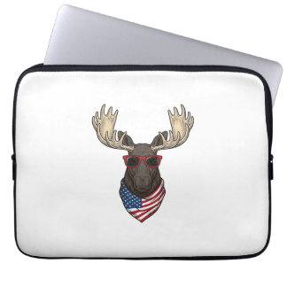 Patriotic Moose Sunglasses Vintage Vector Design_1 Laptop Sleeve