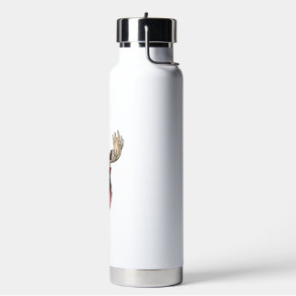 Patriotic Moose Sunglasses Vintage Vector Design_1 Water Bottle