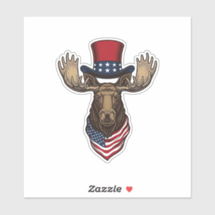 Patriotic Moose Vintage Engraving Vector Design_1