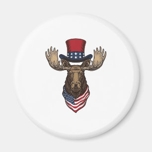 Patriotic Moose Vintage Engraving Vector Design_1 Magnet