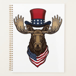 Patriotic Moose Vintage Engraving Vector Design_1 Planner