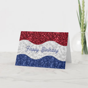 Patriotic Mosaic Waves Birthday Card