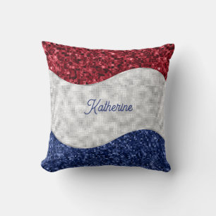 Patriotic Mosaic Waves Cushion