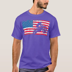 Patriotic Motocross American Flag Dirt Bike of T-Shirt