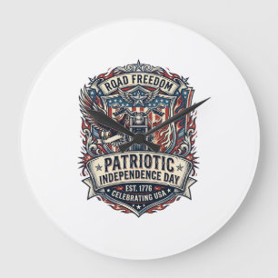 Patriotic Motor Patriot Biker Road Freedom Patriot Large Clock
