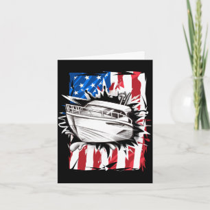 Patriotic motorboat 4th of july men american flag card