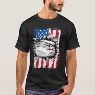 Patriotic Motorboat 4th Of July Men American Flag  T-Shirt